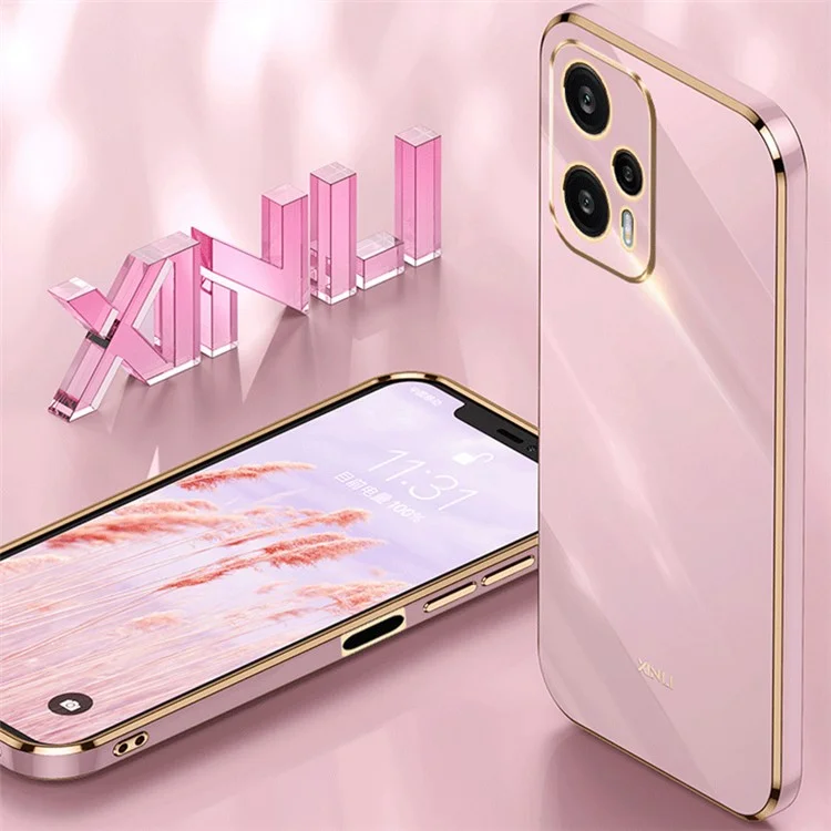 XINLI Para Xiaomi Redmi Note 12 Turbo / Poco F5 5G Corte preciso de lente Funda de teléfono de TPU Cubierta a prueba de golpes con enchapado - Cian