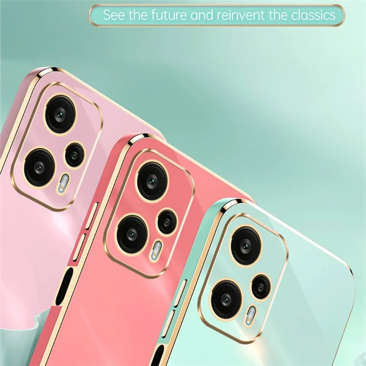 XINLI Para Xiaomi Redmi Note 12 Turbo / Poco F5 5G Corte preciso de lente Funda de teléfono de TPU Cubierta a prueba de golpes con enchapado - Cian
