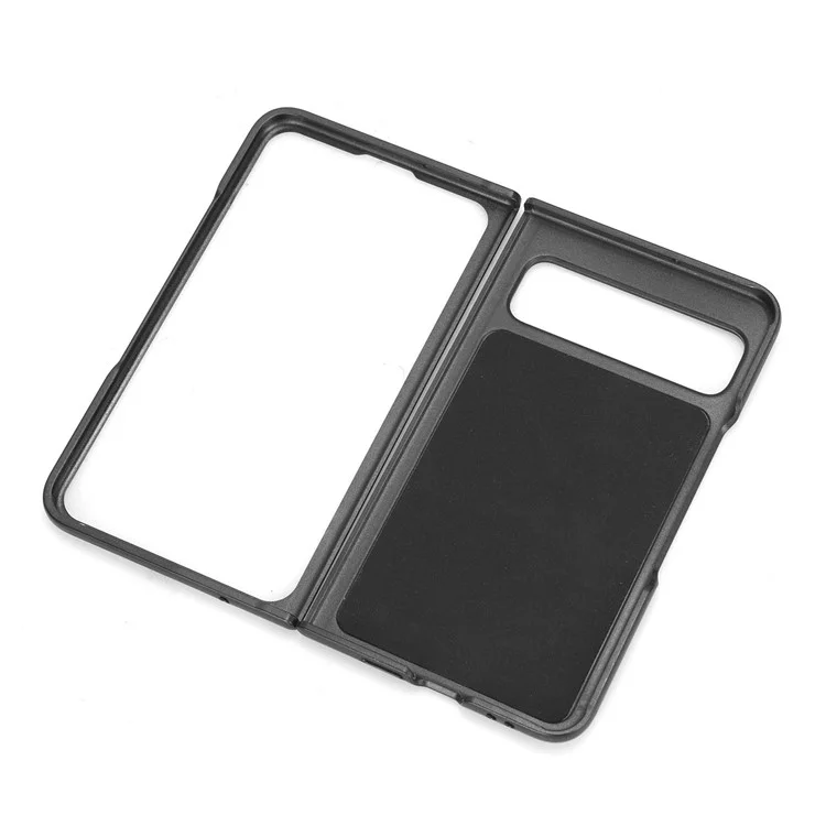 For Google Pixel Fold PU Leather Hard PC Phone Case Litchi Texture Card Slot Cover - Grey