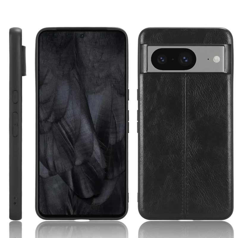 Per Google Pixel 8 Custodia in pelle PU con rivestimento in TPU+PC Texture in pelle di mucca Custodia antishock - Nero