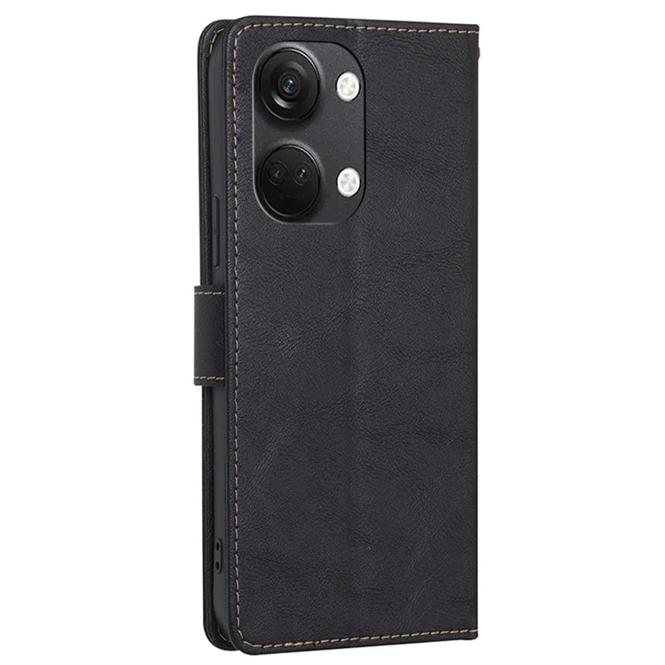Per OnePlus Nord 3 5G / Ace 2V 5G RFID Blocking Phone Case Cowhide Texture Leather Wallet Stand Cover - Nero