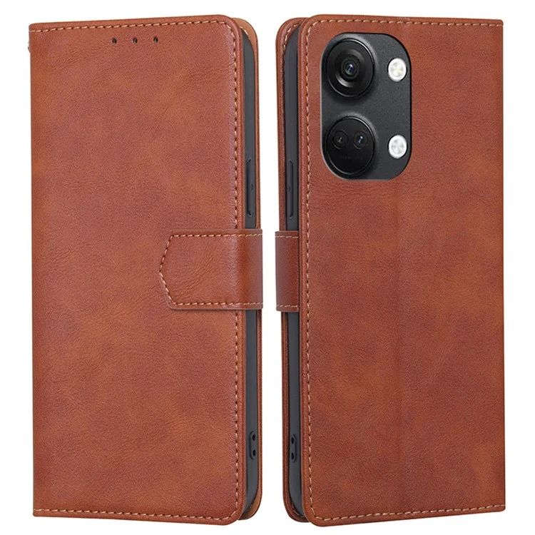 Per OnePlus Nord 3 5G / Ace 2V 5G RFID Blocking Phone Case Cowhide Texture Leather Wallet Stand Cover - Marrone