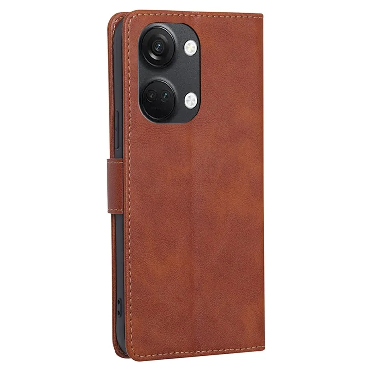 Per OnePlus Nord 3 5G / Ace 2V 5G RFID Blocking Phone Case Cowhide Texture Leather Wallet Stand Cover - Marrone