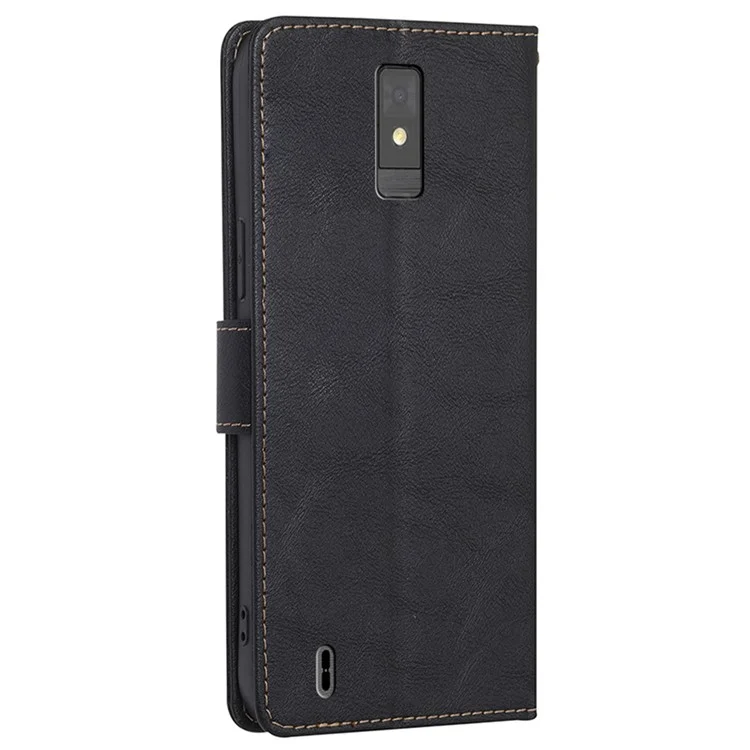 Para ZTE Blade A32 Cowhide Texture RFID Blocking Phone Case PU Leather Wallet Stand Phone Cover - Negro