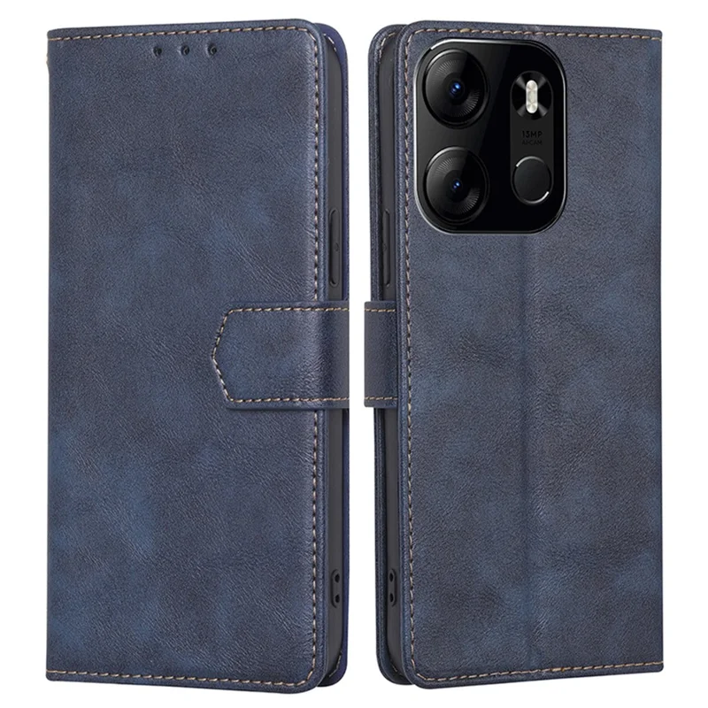 For TECNO Spark Go 2023 4G Phone Case Cowhide Texture RFID Blocking PU Leather Wallet Phone Cover - Blue