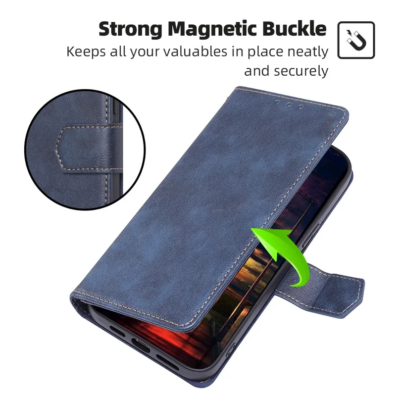 For TECNO Spark Go 2023 4G Phone Case Cowhide Texture RFID Blocking PU Leather Wallet Phone Cover - Blue