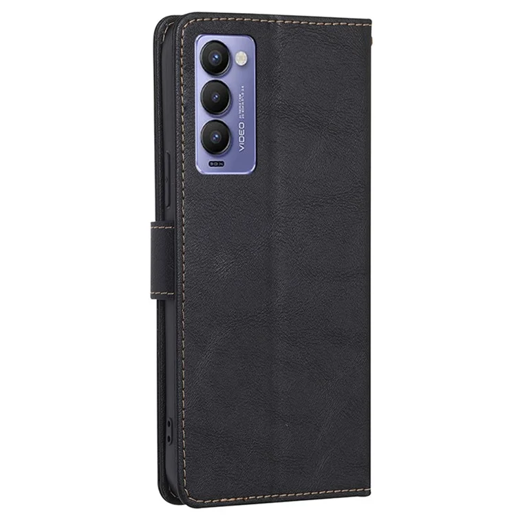 For TECNO Camon 18 / 18P RFID Blocking Phone Case PU Leather Flip Wallet Phone Cover - Black