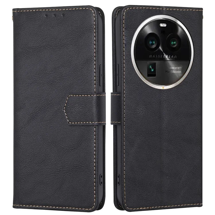For Oppo Find X6 Pro RFID Blocking Phone Stand Case PU Leather Wallet Shockproof Cover - Black