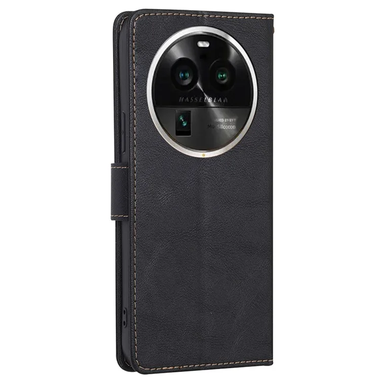For Oppo Find X6 Pro RFID Blocking Phone Stand Case PU Leather Wallet Shockproof Cover - Black