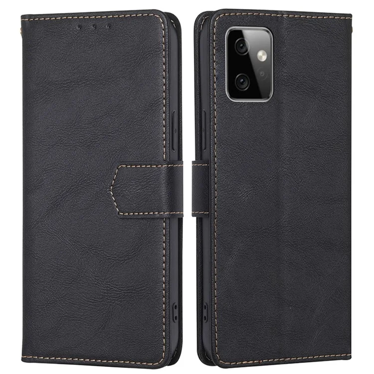 Per Motorola Moto G Power 5G RFID Blocking Cowhide Texture Phone Case PU Leather Wallet Cover with Stand - Nero