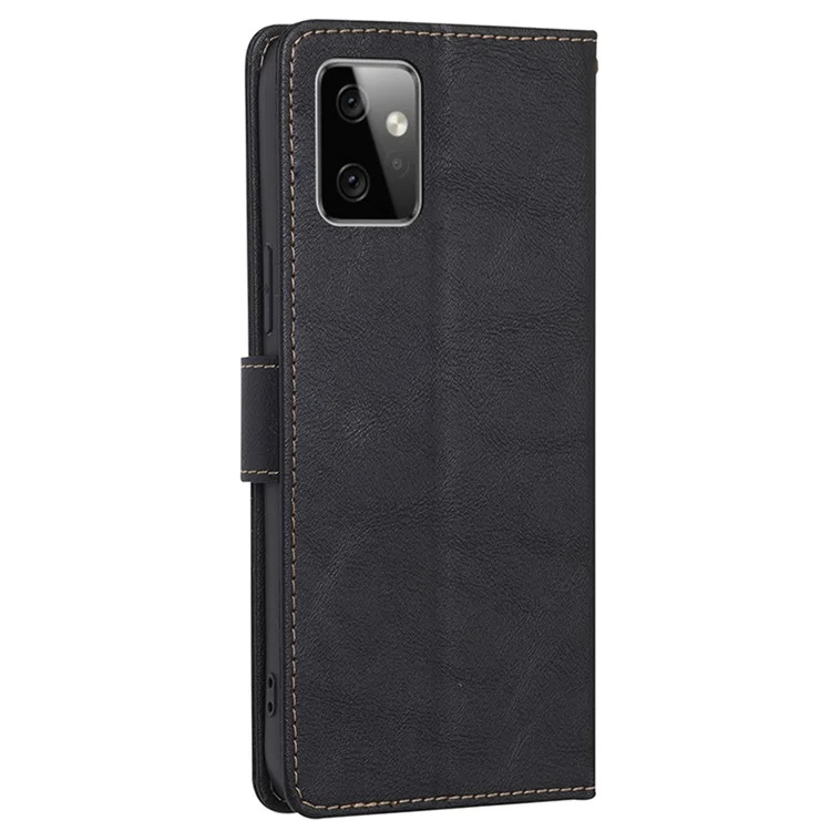 Per Motorola Moto G Power 5G RFID Blocking Cowhide Texture Phone Case PU Leather Wallet Cover with Stand - Nero
