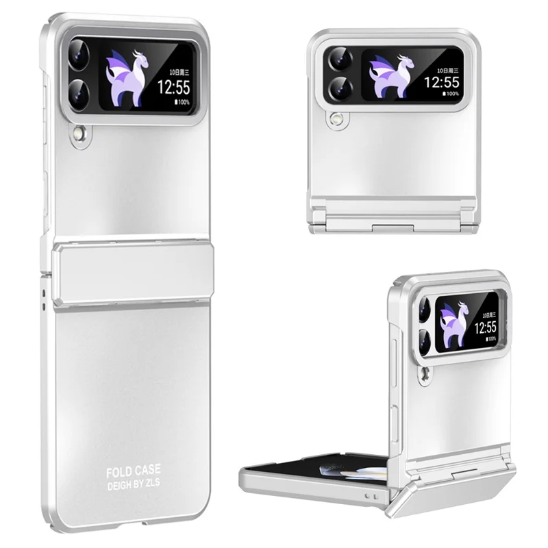Hard PC Phone Case for Samsung Galaxy Z Flip4 5G , Matte Electroplating Folding Phone Cover - Silver