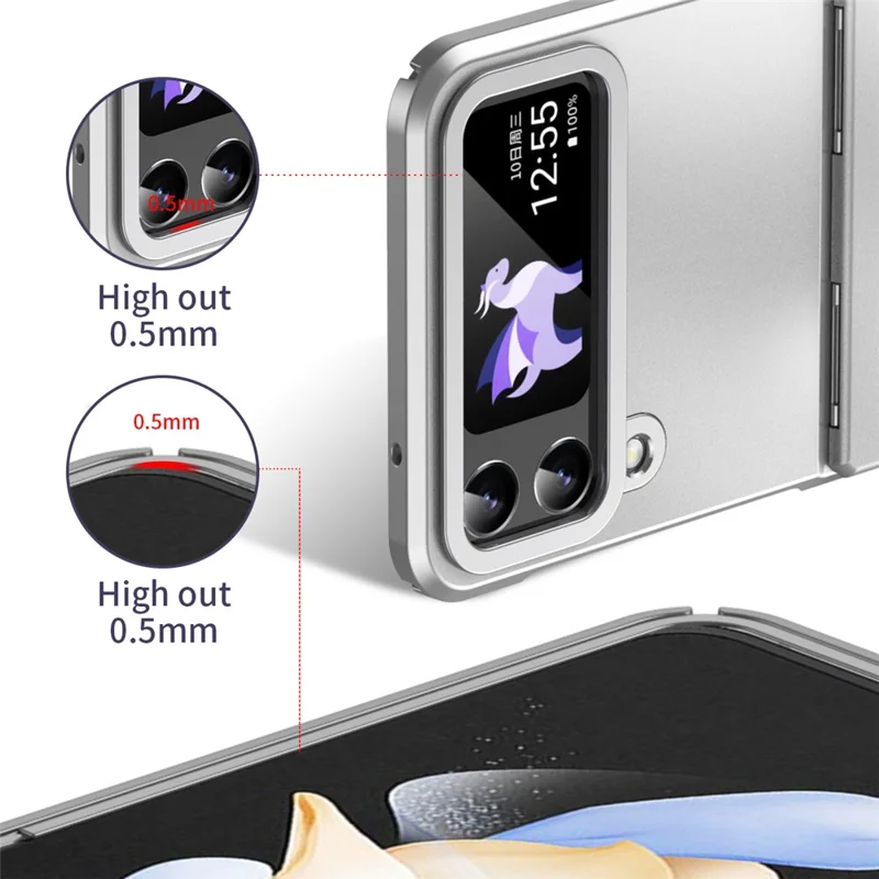 Hard PC Phone Case for Samsung Galaxy Z Flip4 5G , Matte Electroplating Folding Phone Cover - Silver