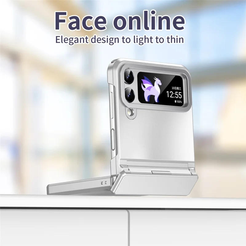 Hard PC Phone Case for Samsung Galaxy Z Flip4 5G , Matte Electroplating Folding Phone Cover - Silver