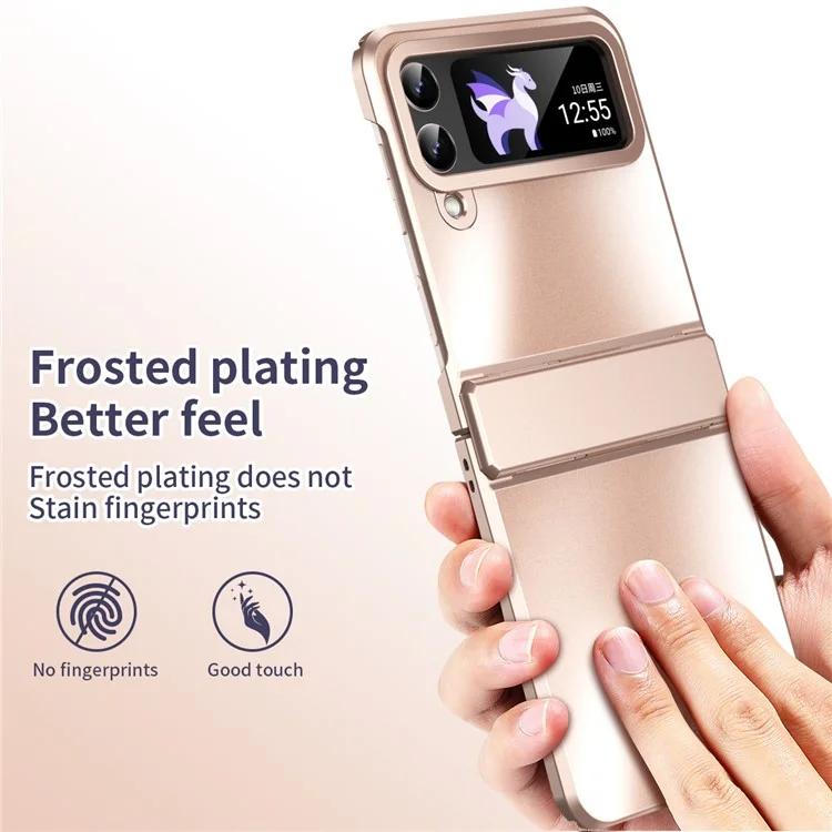 Pour Samsung Galaxy Z Flip3 5G Matte Electroplating Phone Case PC Protective Phone Cover - Rose Gold