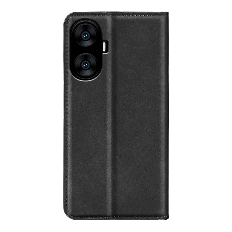 Für Realme C55 Anti-Scratch Skin-Touch Leder Handyhülle Wallet Case Folio Flip Stand Phone Cover - Schwarz