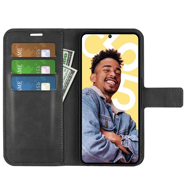 Per Realme C55 Portafoglio Shell Texture Calf Square Magnetic Clasp Stand PU Leather Phone Case - Nero