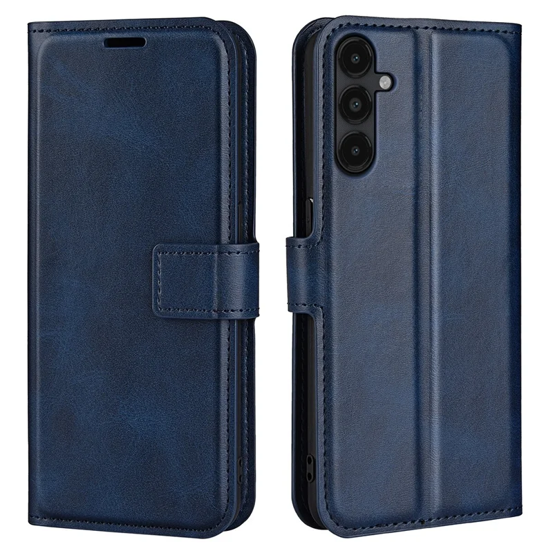 Per Samsung Galaxy M14 5G Calf Texture Stand Wallet PU Leather Case Square Magnetic Closure Flip Phone Cover - Blue