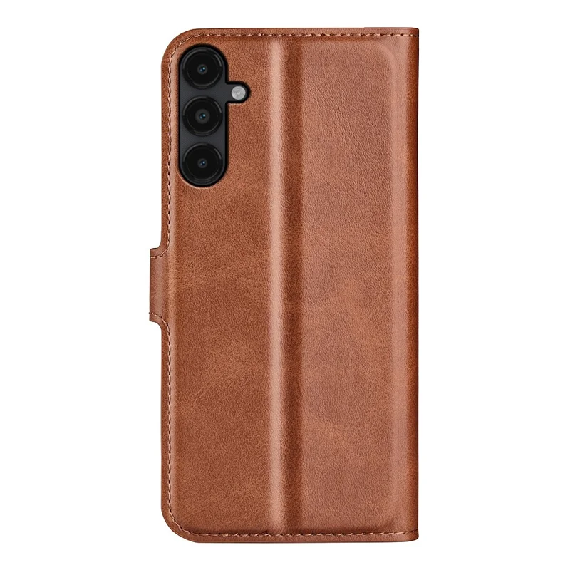 Para Samsung Galaxy M14 5G Calf Texture Stand Wallet PU Leather Case Square Magnetic Closure Flip Phone Cover - Light Brown
