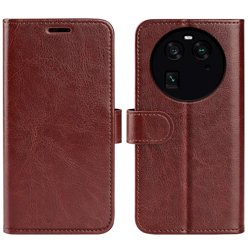 For Oppo Find X6 Crazy Horse Texture Phone Case PU Leather Wallet Stand Phone Cover - Brown