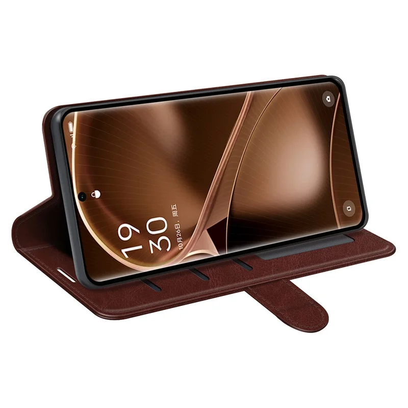 For Oppo Find X6 Crazy Horse Texture Phone Case PU Leather Wallet Stand Phone Cover - Brown