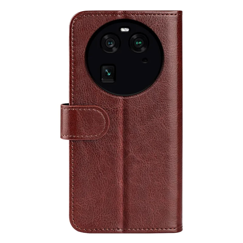 For Oppo Find X6 Crazy Horse Texture Phone Case PU Leather Wallet Stand Phone Cover - Brown