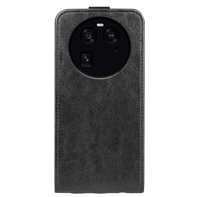 Вертикальный чехол-книжка для телефона Oppo Find X6 из искусственной кожи с текстурой «crazy horse», слот для карты - черный