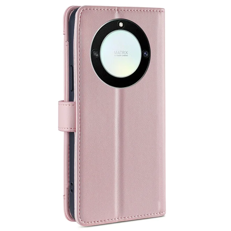 For Honor X40 5G / X9a 5G / Magic5 Lite 5G Leather Wallet Cover Zipper Pocket Phone Stand Case with 2 Straps - Pink