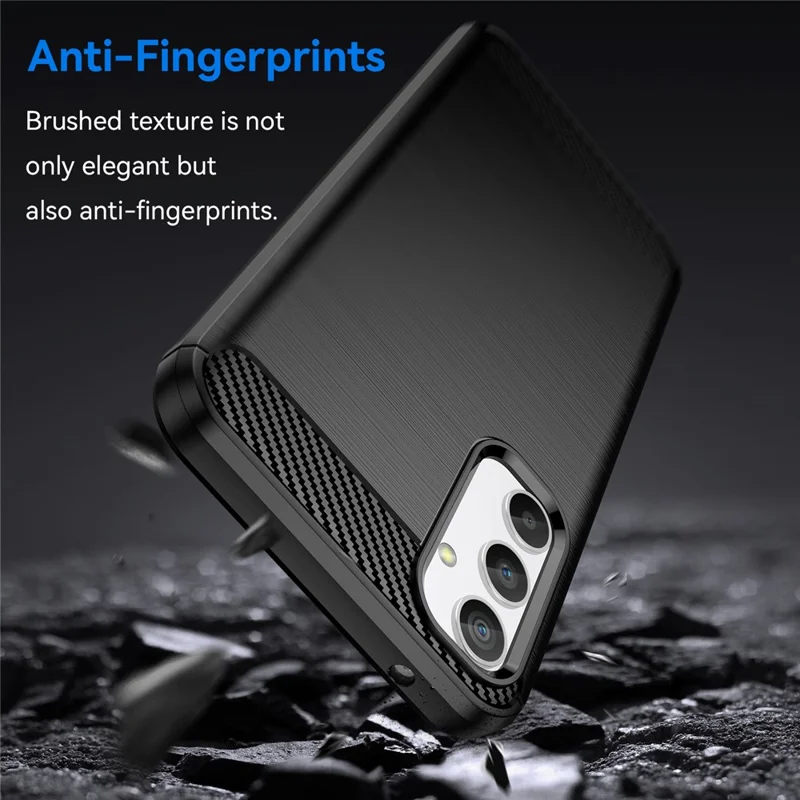 For Samsung Galaxy A34 5G Soft TPU Phone Case Carbon Fiber Texture Brushed Back Cover - Black