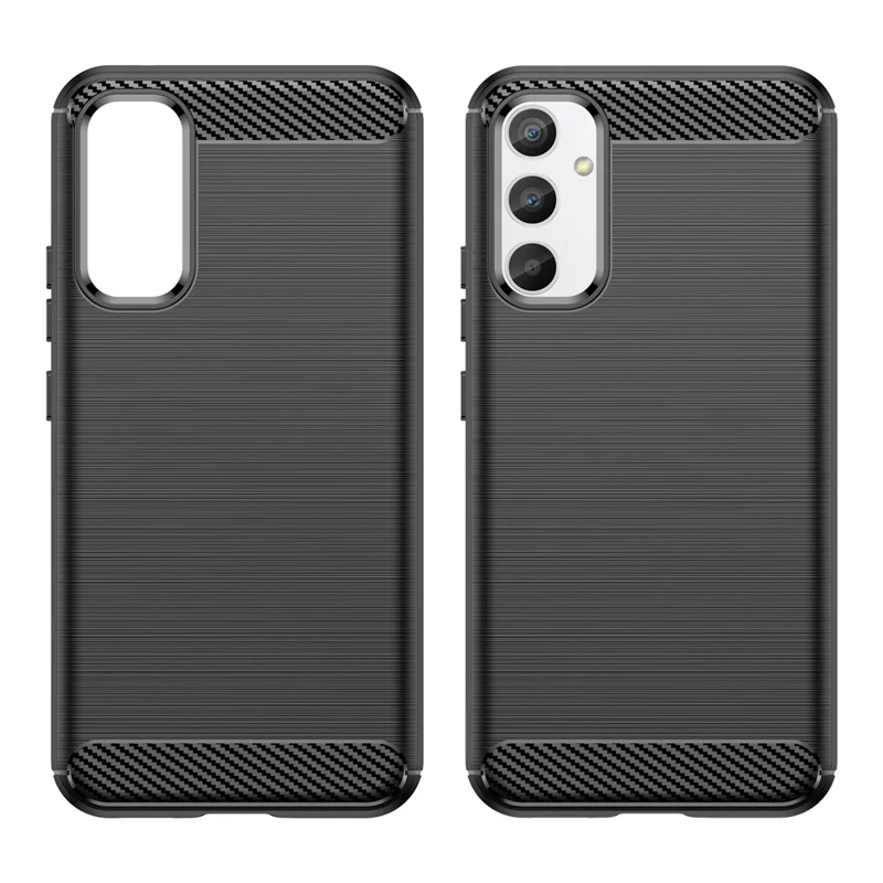 For Samsung Galaxy A34 5G Soft TPU Phone Case Carbon Fiber Texture Brushed Back Cover - Black