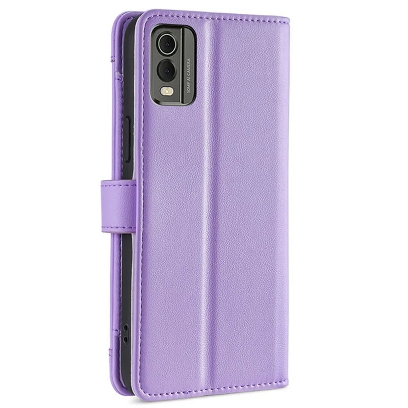 Custodia portafoglio in pelle con cerniera e supporto per Nokia C32 - Viola