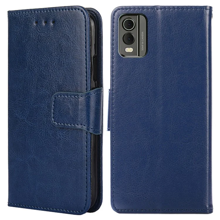 Para Nokia C32 Texturizada Capa de Telefone de Couro PU à prova de choque Carteira Stand Mobile Cover - Safira