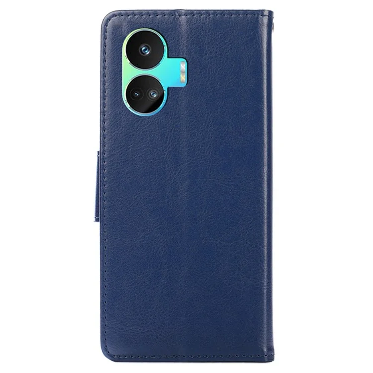 Drop-proof Case für Realme GT Neo5 SE 5G Texturiertes PU-Leder Portemonnaie Ständer Handyhülle - Saphir