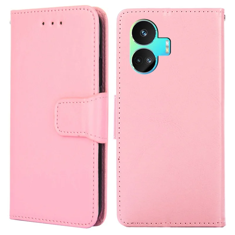 Drop-proof Case for Realme GT Neo5 SE 5G Textured PU Leather Wallet Stand Mobile Phone Cover - Pink
