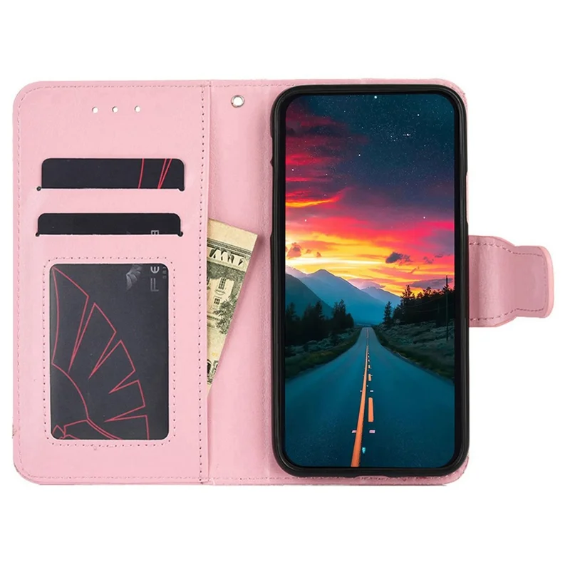 Drop-proof Case for Realme GT Neo5 SE 5G Textured PU Leather Wallet Stand Mobile Phone Cover - Pink