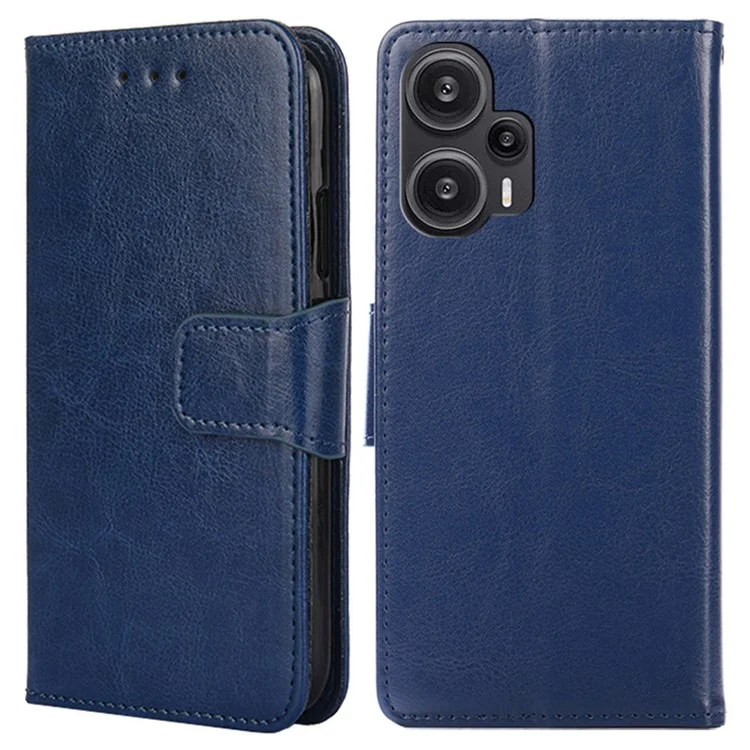 Per Xiaomi Redmi Note 12 Turbo / Poco F5 5G Textured Cell Phone Leather Case Stand Wallet Cover - Zaffiro