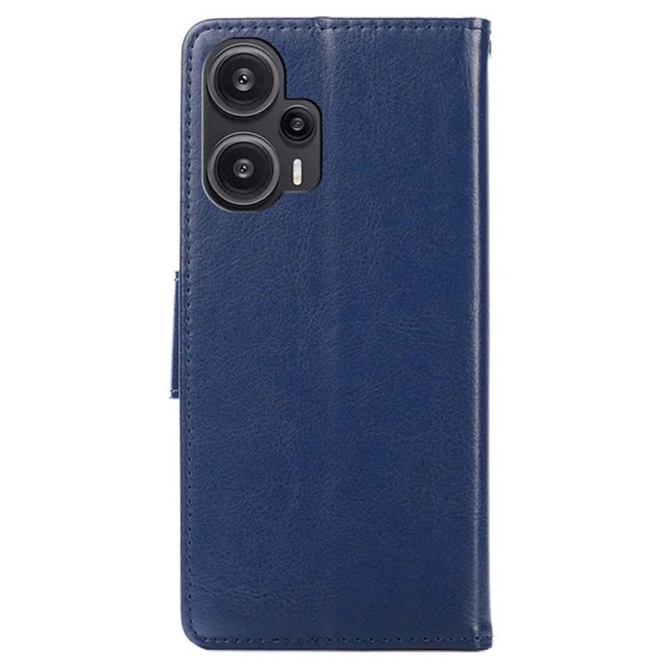 Per Xiaomi Redmi Note 12 Turbo / Poco F5 5G Textured Cell Phone Leather Case Stand Wallet Cover - Zaffiro