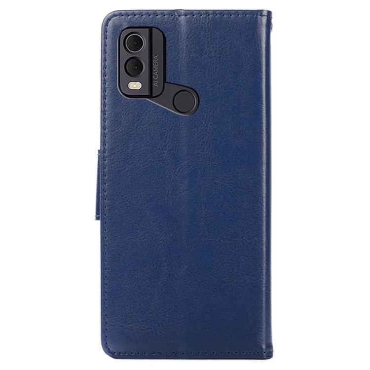 Custodia in pelle PU per Nokia C22 con chiusura magnetica a portafoglio, custodia a libro, texture, supporto per telefono e portafoglio - Zaffiro