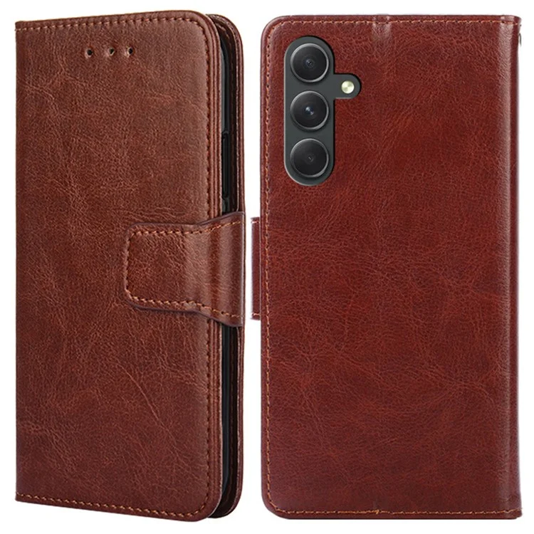 PU-Lederhülle für Samsung Galaxy A54 5G mit Magnetverschluss, strukturierte Handy-Ständer-Brieftasche - Braun