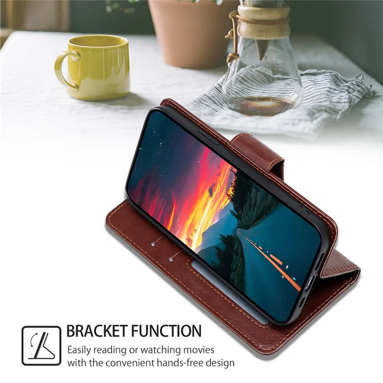 PU-Lederhülle für Samsung Galaxy A54 5G mit Magnetverschluss, strukturierte Handy-Ständer-Brieftasche - Braun