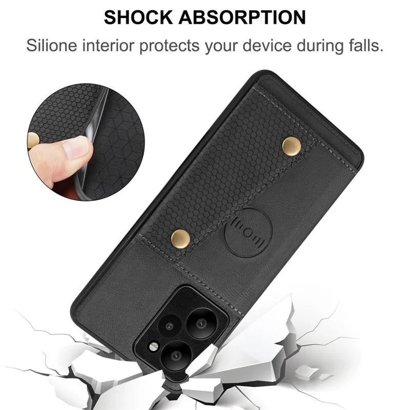 For Xiaomi Poco X5 Pro 5G / Redmi Note 12 Pro Speed 5G / Redmi Note 12 Pro 5G Phone Case Anti-Drop PU Leather Coated TPU Cover - Black