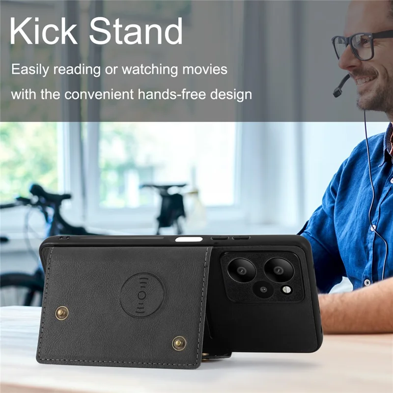 For Xiaomi Poco X5 Pro 5G / Redmi Note 12 Pro Speed 5G / Redmi Note 12 Pro 5G Phone Case Anti-Drop PU Leather Coated TPU Cover - Black