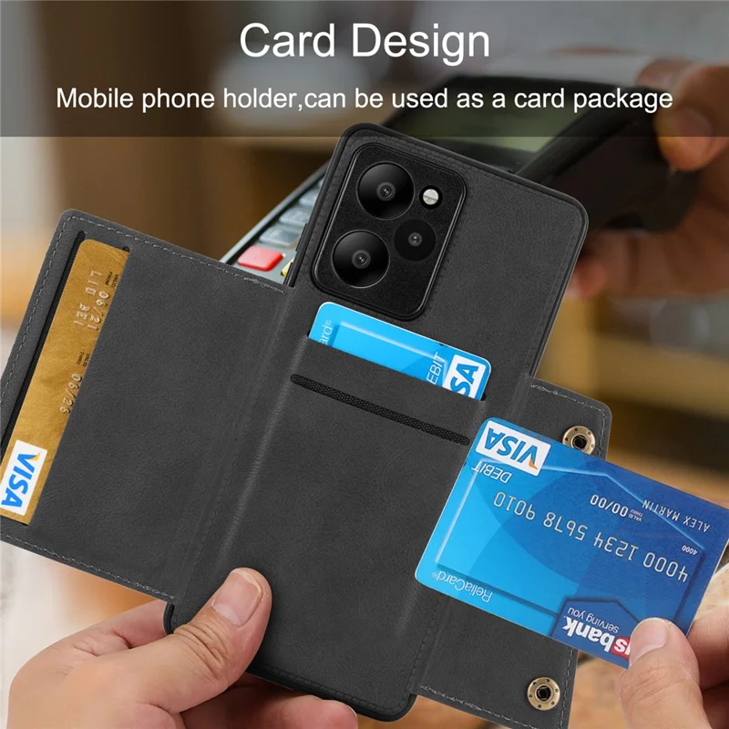 For Xiaomi Poco X5 Pro 5G / Redmi Note 12 Pro Speed 5G / Redmi Note 12 Pro 5G Phone Case Anti-Drop PU Leather Coated TPU Cover - Black