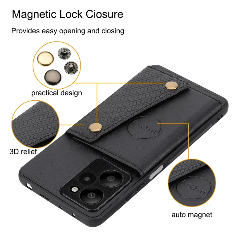 For Xiaomi Poco X5 Pro 5G / Redmi Note 12 Pro Speed 5G / Redmi Note 12 Pro 5G Phone Case Anti-Drop PU Leather Coated TPU Cover - Black