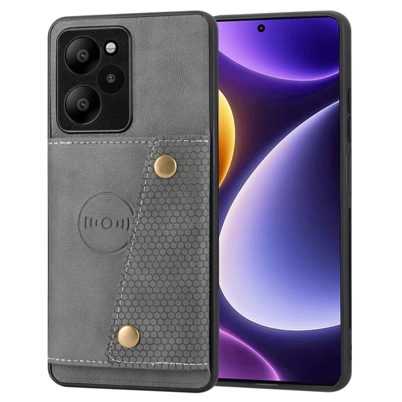 For Xiaomi Poco X5 Pro 5G / Redmi Note 12 Pro Speed 5G / Redmi Note 12 Pro 5G Phone Case Anti-Drop PU Leather Coated TPU Cover - Grey