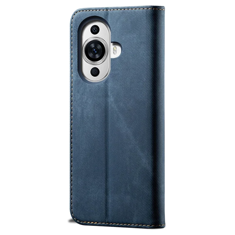 For Huawei nova 11 / nova 12s 4G / nova 12 Lite 4G Wallet Stand Phone Case PU Leather Jeans Cloth Texture Phone Cover - Blue