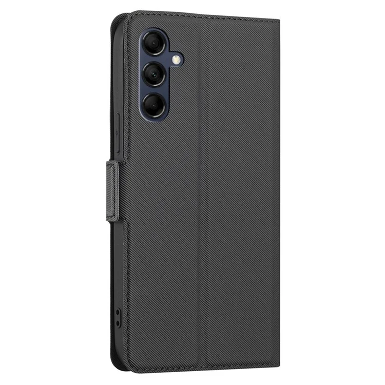 Per Samsung Galaxy M14 5G Porta Carte Texture a Spina Telefono Custodia Stand Anti-Graffio Custodia in Pelle PU - Nero