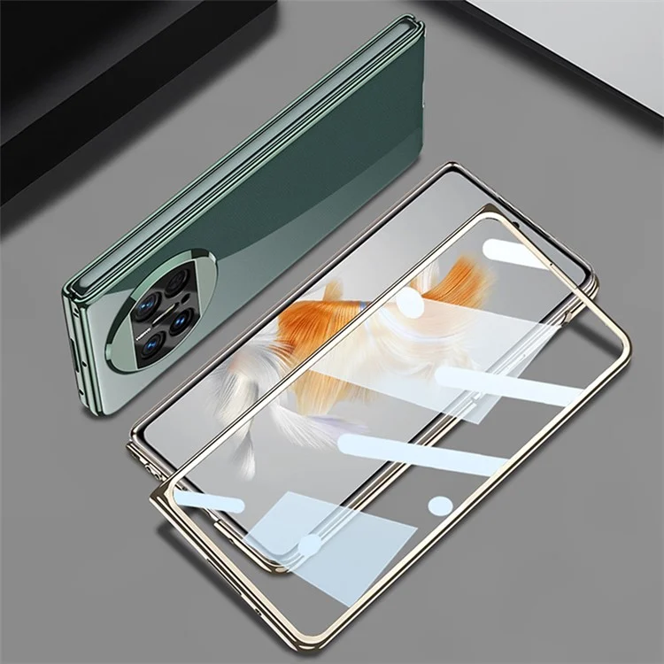 GKK Pour Huawei Mate X3 5G Étui de téléphone en PC électroplaqué Découpe précise Couverture anti-rayures avec film en verre trempé - Vert Minuit