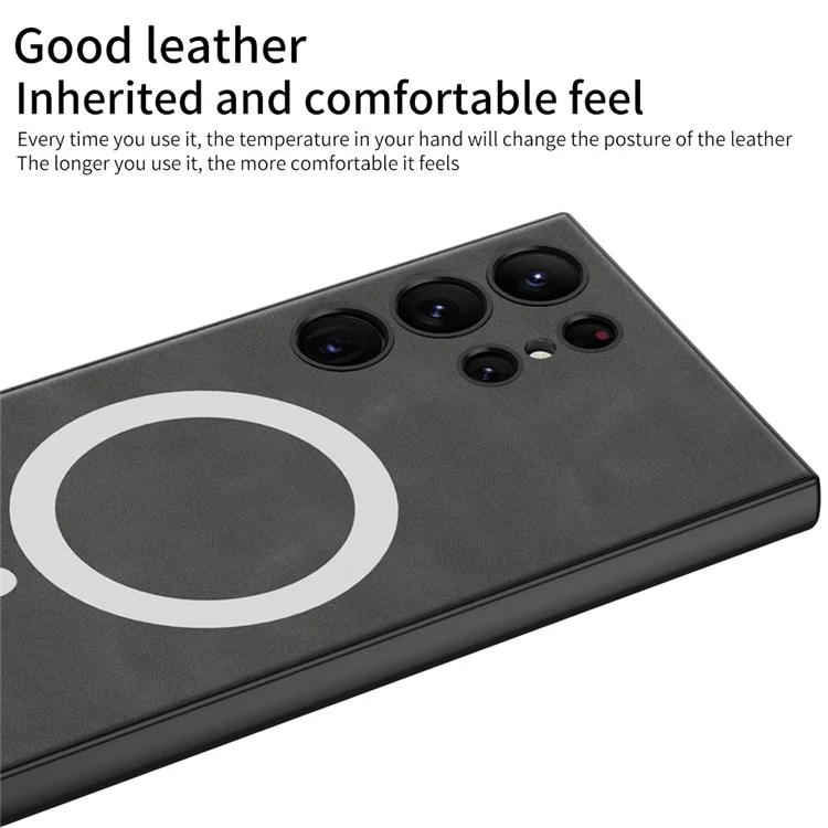 GKK Pour Samsung Galaxy S23 Ultra Compatible Avec Magsafe Matte Phone Case pu en Cuir Revêtu Tpu + pc Couverture de Back - Vert