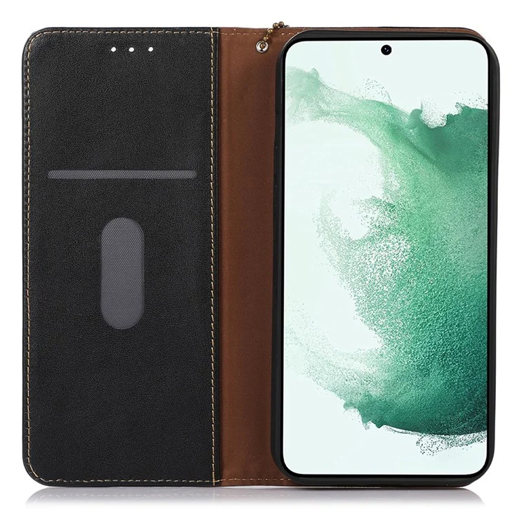 KHAZNEH Per Samsung Galaxy M54 5G / F54 5G Custodia Portafoglio in Vera Pelle Bovina RFID Blocking Stand Cover - Nero